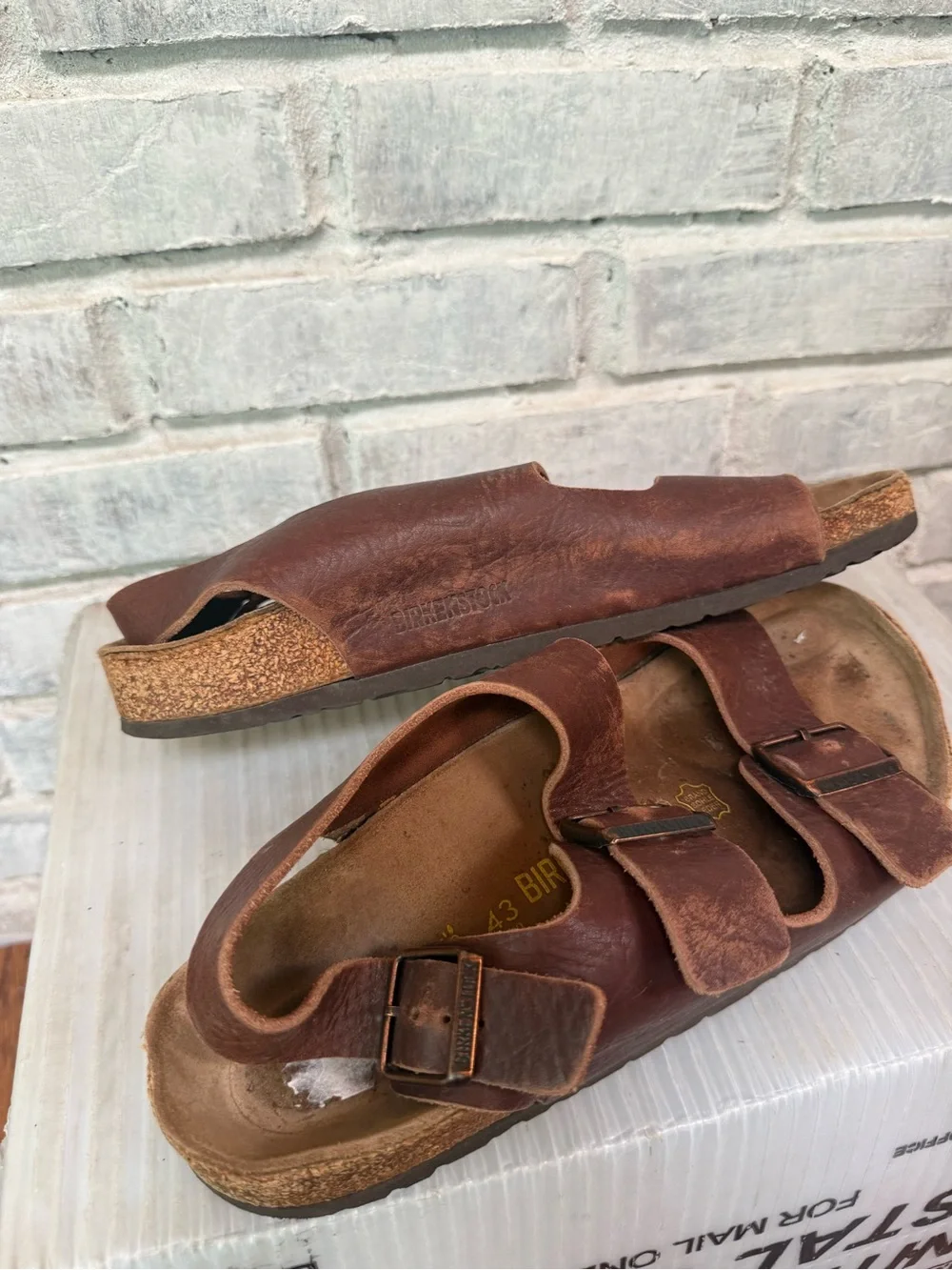 Birkenstock Brown Leather Double Buckle Kids Sandals